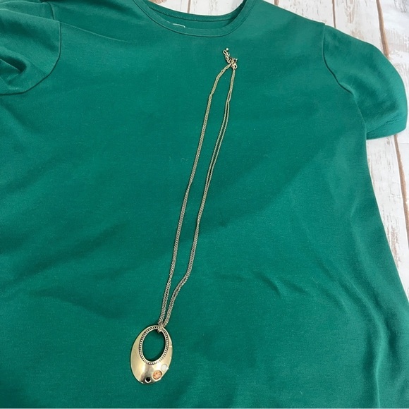 Lia Sophia Gold-tone Dual chain Design Necklace‎ Open Oval Pendant 31" - Picture 8 of 16